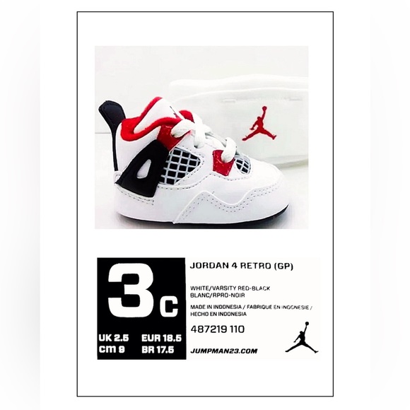 Nike Air Jordan Retro Fire Red (GP) Baby/Infant Sneaker Size 3C